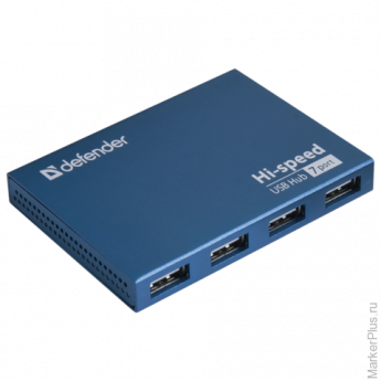 Хаб DEFENDER SEPTIMA SLIM, USB 2.0, 7 портов, порт для питания, алюминевый корпус, 83505