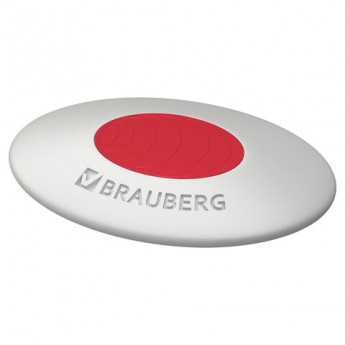Ластик BRAUBERG 'Oval PRO', 40х26х8 мм, овальный, красный пластиковый держатель, 229560