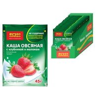 Каша овсяная Ясно Солнышко с клубникой и молоком, 15штx45г, комплект 15 шт