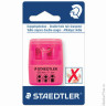 Точилка STAEDTLER, 2 отверстия, контейнер и крышечка, пластиковая, розовая, 51260F20BK
