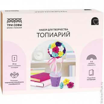 Набор для творчества ТРИ СОВЫ, топиарий "Розы", картонная коробка