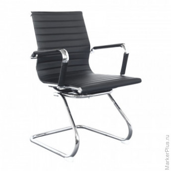 Конференц-кресло VB_Бюрократ CH-883-LOW-V/BLACK кожзам черный,хром,2 шт/уп, комплект 2 шт