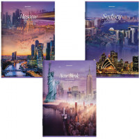 Тетрадь А4, 80 л., BRAUBERG, скоба, клетка, обложка картон, 'City', 404045