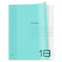 Тетрадь 18л. клетка BG "UniTone. Neon", пластиковая обложка, неон голубой