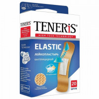 Набор пластырей 20 шт TENERIS ELASTIC, бактерицидный с ионами серебра, тканевая основа, ш/к 71290, 0208-005, комплект 20 шт