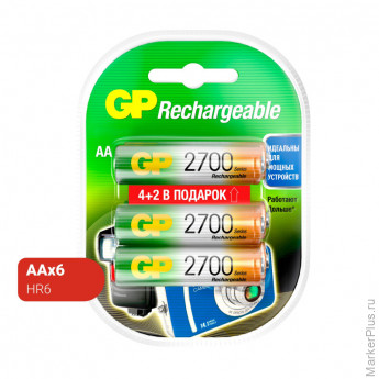 Аккумулятор GP 270AAHC4/2-2CR6 АА 2700mA 6 шт Аккумулятор GP 270AAHC4/2-2CR6 АА 2700mA 6 шт