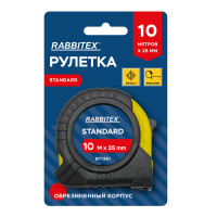 Рулетка измерительная 10м х 25мм,обрезиненный корпус, с фиксатором, RABBITEX Standard, 671351 Рулетка измерительная 10м х 25мм,обрезиненный корпус, с фиксатором, RABBITEX Standard, 671351