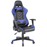 Кресло игровое Helmi HL-G02 'Grand Prix', экокожа, черная/синяя, 2 подушки