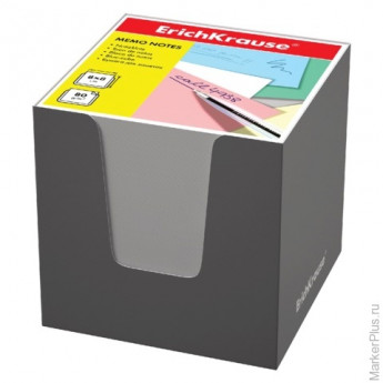 Блок для записей ERICH KRAUSE в подставке картонной серой, куб, 8х8х8 см, белый, 36985