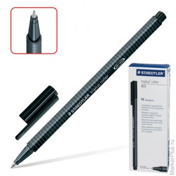 Ручка-роллер STAEDTLER (ШТЕДЛЕР) "Triplus", трехгранная, толщина письма 0,4 мм, черная, 403-9