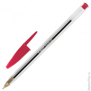 Ручка шариковая BIC "Cristal", корпус прозрачный, красные детали, толщина письма 0,4 мм, красная, 847899