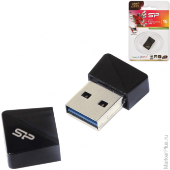Флэш-диск 16 GB, SILICON POWER J08, USB 3.0, черный, SP16GBUF3J08V1K
