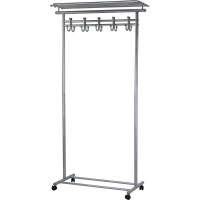 Вешалка МЕ_напольная М 9 с крючками (8209),колеса, металлик