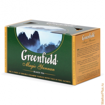 Чай GREENFIELD (Гринфилд) "Magic Yunnan" ("Волшебный Юньнань"), черный, 25 пакетиков в конвертах по 