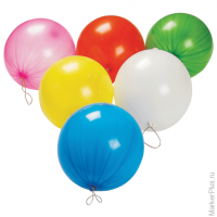 Шары воздушные 16" (41 см), комплект 25 шт., панч-болл (шар-игрушка с резинкой), 12 неоновых цветов, пакет, 1104-0005