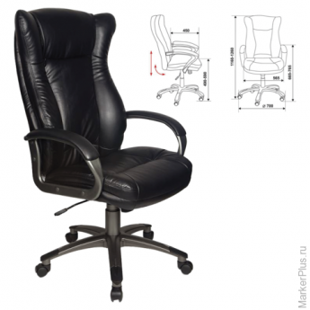 Кресло офисное CH-879DG, экокожа, черное, пластик темно-серый, CH-879DG/Black