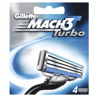 Сменные кассеты для бритья 4 шт., GILLETTE (Жиллет) "Mach3 Turbo", для мужчин
