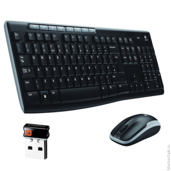 Набор беспроводной LOGITECH Wireless Combo MK270, клавиатура, мышь 2 кнопки + 1 колесо-кнопка, черны
