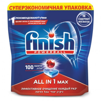 Таблетки для мытья посуды в посудомоечных машинах 100 шт., FINISH 'All in 1', 3065326, комплект 100 шт