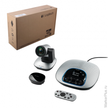 Веб-камера LOGITECH ConferenceCam CC3000e, 2 Мпикс., микрофон, USB 3.0/2.0, ПДУ, черно - серебристая, 960-000983