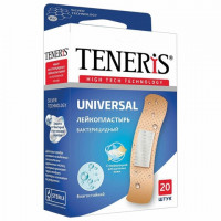 Набор пластырей 20 шт TENERIS UNIVERSAL, бактерицидный с ионами серебра, полимерная основа, ш/к71177, 0208-006, комплект 20 шт
