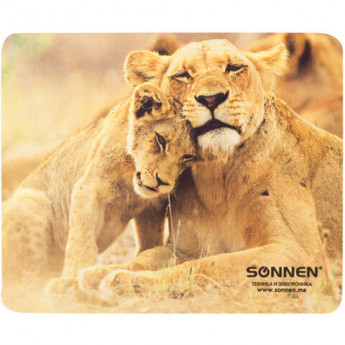 Коврик для мыши SONNEN "LIONS", резина+ткань, 220х180х3 мм, 513310