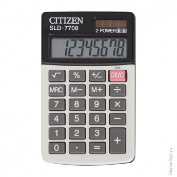 Калькулятор карманный Citizen SLD-7708, 8 разр., двойное питание, 68*112*7мм, белый