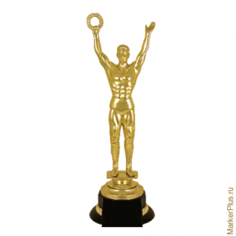 Приз "Оскар" пластиковый (100х100х305 мм), основание пластик черный, "золото", 2054-300