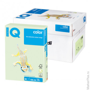 Бумага IQ (АйКью) color, А4, 80 г/м2, 100 л., пастель светло-зеленая, GN27