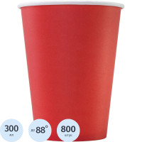 Стакан одноразовый бум 1-сл. d-90мм 300мл красный КОМУС 800шт/кор