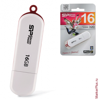 Флэш-диск 16 GB, SILICON POWER Luxmini 320, USB 2.0, белый, SP16GBUF2320V1W