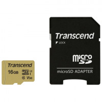 Карта памяти microSDHC 16 GB TRANSCEND UHS-I U1, 95 Мб/сек (class 10), адаптер, TS16GUSD300S-A
