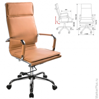 Кресло офисное CH-993, экокожа, хром, светло-коричневое, CH-993/CAMEL