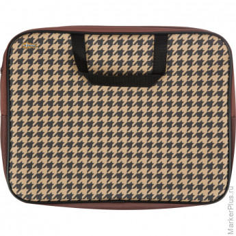 Папка для тетрадей №1School Fashion беж/чер А4,молн/ручки/ткань,40, ПМД2-20