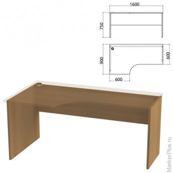 Каркас стола эргономичного "Этюд" (ш1600*г900*в750 мм), левый, дуб онтарио 160, 401675, ш/к01802