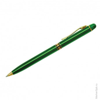 Ручка шариковая "Golden Premium" синяя, 0,7мм, корпус зеленый, механизм поворотный, инд. упак. 2 шт/в уп