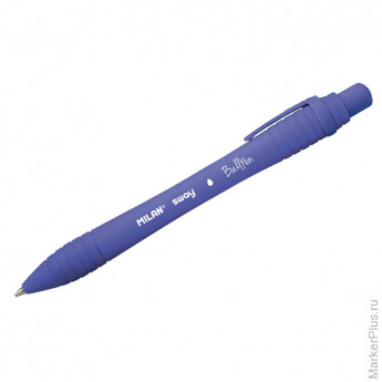Ручка шариковая автоматическая "SWAY" синяя, 1мм, софттач