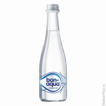 Вода газированная питьевая BONAQUA (БонАква), 0,33 л, стеклянная бутылка