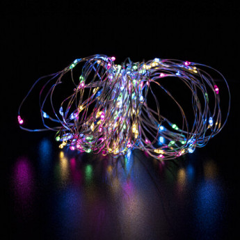 Электрогирлянда-нить уличная 'Роса' 10 м, 100 LED, мультицветная, батарейки, контроллер, ЗОЛОТАЯ СКАЗКА, 591294