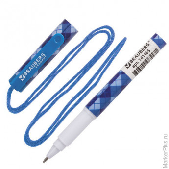 Ручка шариковая на шнурке BRAUBERG "Орнамент", узоры, ассорти, толщина письма 0,7 мм, синяя, 141465