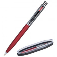 Ручка подарочная шариковая BRAUBERG 'Cornetto', СИНЯЯ, корпус серебристый с бордовым, линия письма 0,5 мм, 143492