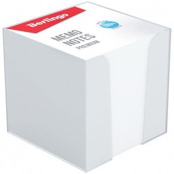 Блок для записи Berlingo 'Premium', 9*9*9, пластиковый бокс, белый, 100% белизна