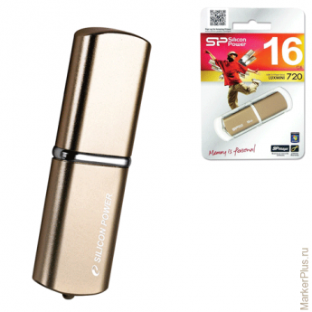 Флэш-диск 16 GB, SILICON POWER Luxmini 720, USB 2.0, металлический корпус, бронзовый, SP16GBUF2720V1