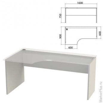 Каркас стола эргономичного 'Этюд' (ш1600*г900*в750 мм), левый, серый 03, 401675, ш/к01765