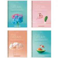 Тетрадь А4, 80 л., BRAUBERG, гребень, клетка, обложка картон, 'Dream', 404049