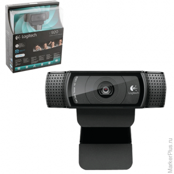 Веб-камера LOGITECH HD Pro Webcam C920, 2 Мпикс, микрофон, USB 2.0, черная, автофокус, 960-001055