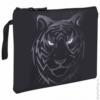 Папка для тетрадей BRAUBERG А5, 1 отделение, полиэстер, на молнии, с ручкой, "Tiger", 271500