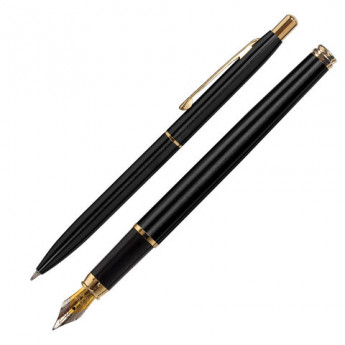 Ручка бизнес-класса перьевая BRAUBERG Brioso, СИНЯЯ, корпус черный с золотист., линия, 143467