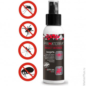 Спрей для кожи защитный, 200 мл, PRIMATERRA INSECT INTENSE от клещей, комаров, слепней