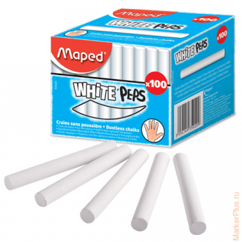 Мел белый MAPED АНТИПЫЛЬ, набор 100 шт., круглый, 935020